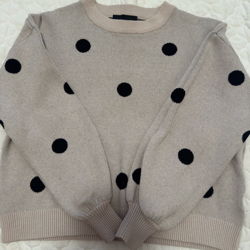 Premise Beige and Black Polka Dot Sweater